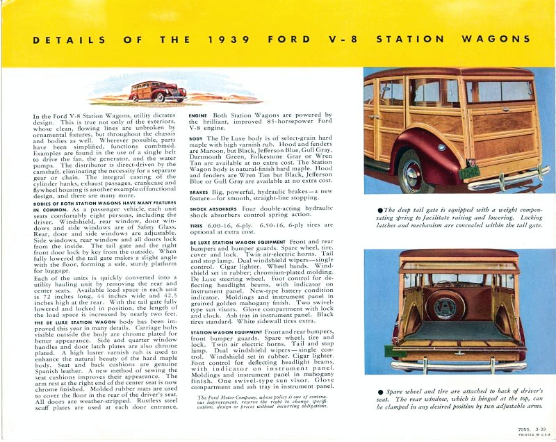 1939 Ford Wagons Brochure Page 1